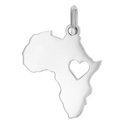 Pendentif Afrique & Coeur Or Blanc - Vandona