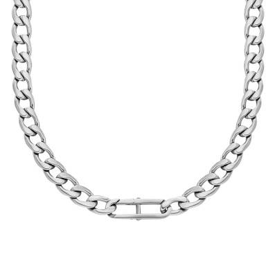 Steel Heritage D-Link Cable Chain Necklace, Length 51 cm, Width 10.20 mm - Fossil