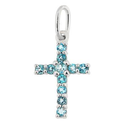 375/1000 White Gold & Topaz Cross Pendant - Aurora