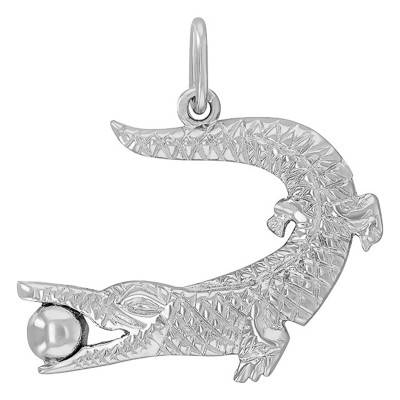 Pendentif Crocodile de Nîmes Or Blanc - Vandona