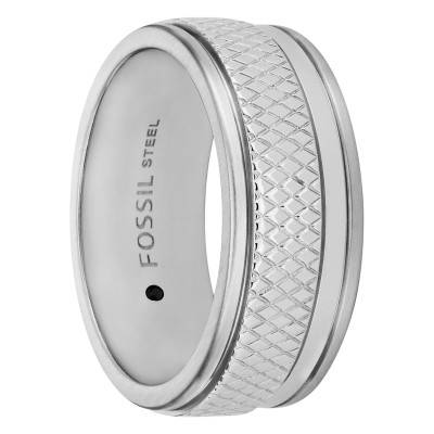 Knox Textured Stainless Steel Ring - Fossil