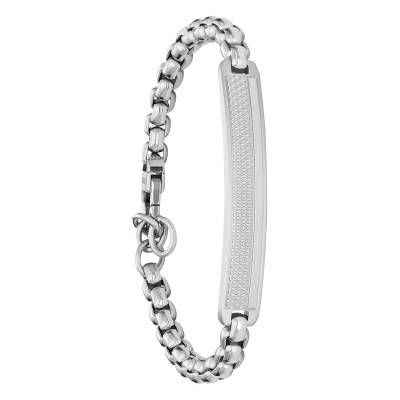 Textured Knox Curb Chain Steel Bracelet, Adjustable Length 22 cm - Fossil