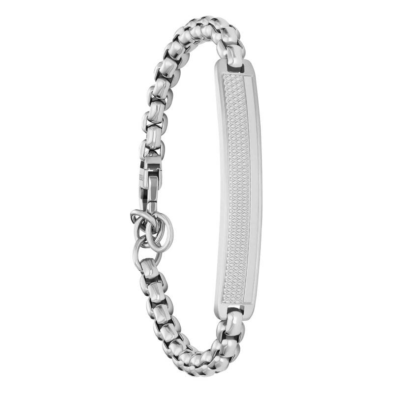 Textured Knox Curb Chain Steel Bracelet, Adjustable Length 22 cm - Fossil