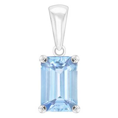 Pendentif Aquamarine Or blanc forme Emeraude - Aurora
