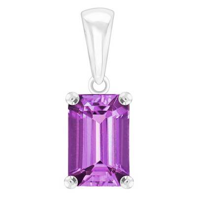 Pendentif Amethyste Or blanc forme Emeraude - Aurora