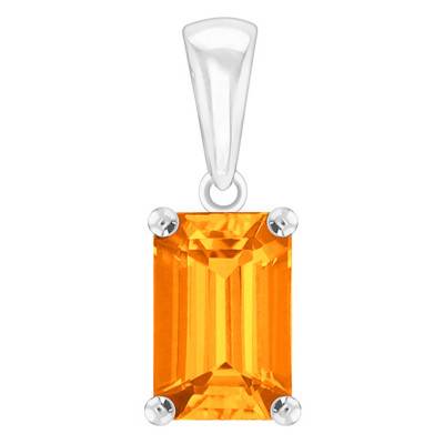 Pendentif Citrine Or blanc forme Emeraude - Aurora