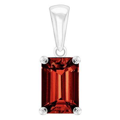 Pendentif Grenat Or blanc forme Emeraude - Aurora