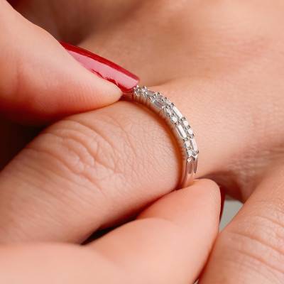 Alliance en Or Blanc 750 & Diamants 0,40 ct, Largeur 2,25 mm - Alliantine