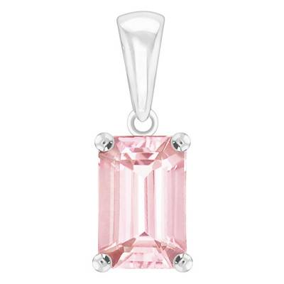 Pendentif Morganite Or blanc forme Emeraude - Aurora