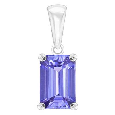 Pendentif Tanzanite Or blanc forme Emeraude - Aurora