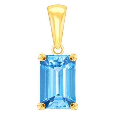 Pendentif Topaze Bleue Or forme Emeraude - Aurora