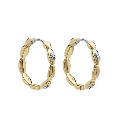 Créoles Sutton Evil Eye en Acier Doré & Cristaux Blancs, Diamètre 19 mm - Fossil