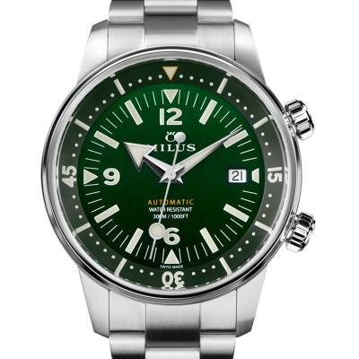 Archimedes Aqua Steel Wild Green Watch - Milus