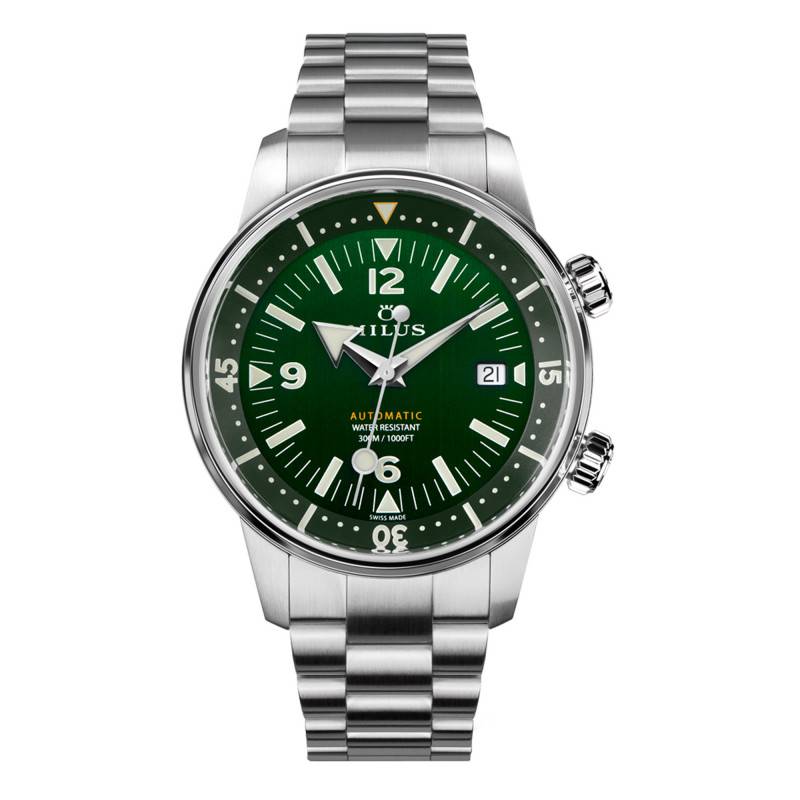 Archimedes Aqua Steel Wild Green Watch - Milus