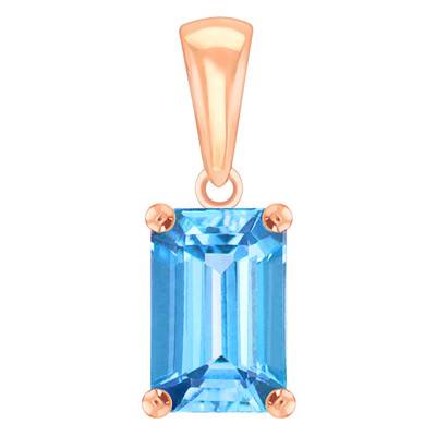 Pendentif Topaze Bleue Or rose forme Emeraude - Aurora