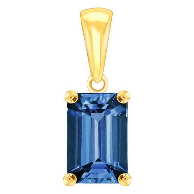 Pendentif London Blue Topaze Or forme Emeraude - Aurora