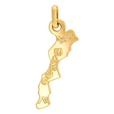 Engraved Morocco Map Pendant in 375/1000 or 750/1000 Yellow Gold - Rosatella