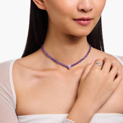 925 Silver & Purple Bead Charming As We Dream Necklace, Length 34 cm to 42 cm - KE2199-041-13-L42v - Thomas Sabo