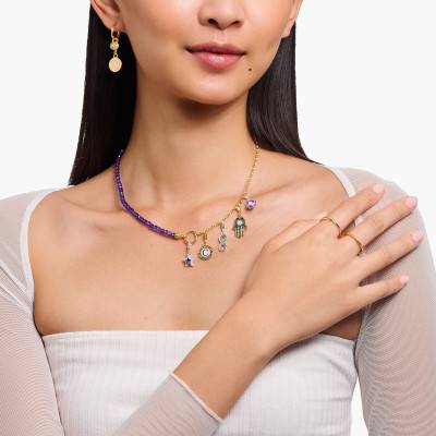 Yellow Gold-Plated & Purple Stone Charmista As We Dream Necklace, Length 37 cm or 45 cm - KE2190-427-13 - Thomas Sabo