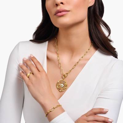 Collier Cosmic Amulets en Plaqué Or Jaune & Zircones, Longueur Ajustable - KE2192-414-14-L47 - Thomas Sabo