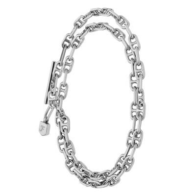 Steel Heritage D-Link Cable Chain Bracelet, Length 33.50 to 37 cm, Width 3.70 mm - Fossil