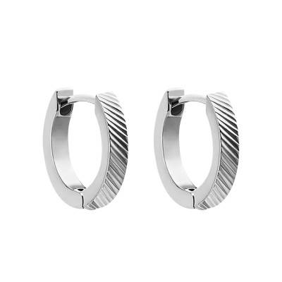 Créoles Harlow Linear Texture en Acier, Diamètre 14 mm - Fossil