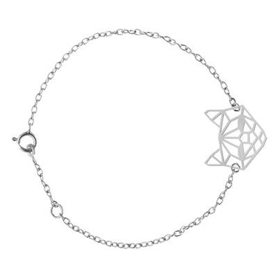 Bracelet Origami Chat en Or Blanc 375 ou 750 - Lucas Lucor