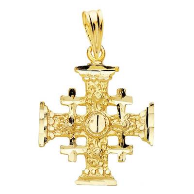 750/1000 Yellow Gold Jerusalem Cross, 17 x 17 mm - Lumiosa