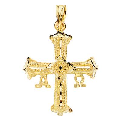 Small 750/1000 Yellow Gold Covadonga Cross, 24 mm Width - Lumiosa