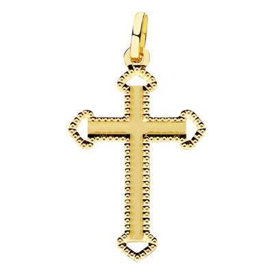 750/1000 Yellow Gold Sculpted Cross Pendant - Lumiosa