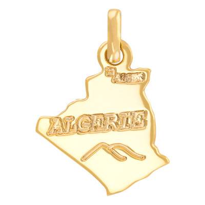 Engraved Algeria Map Pendant in 375/1000 or 750/1000 Yellow Gold - Rosatella