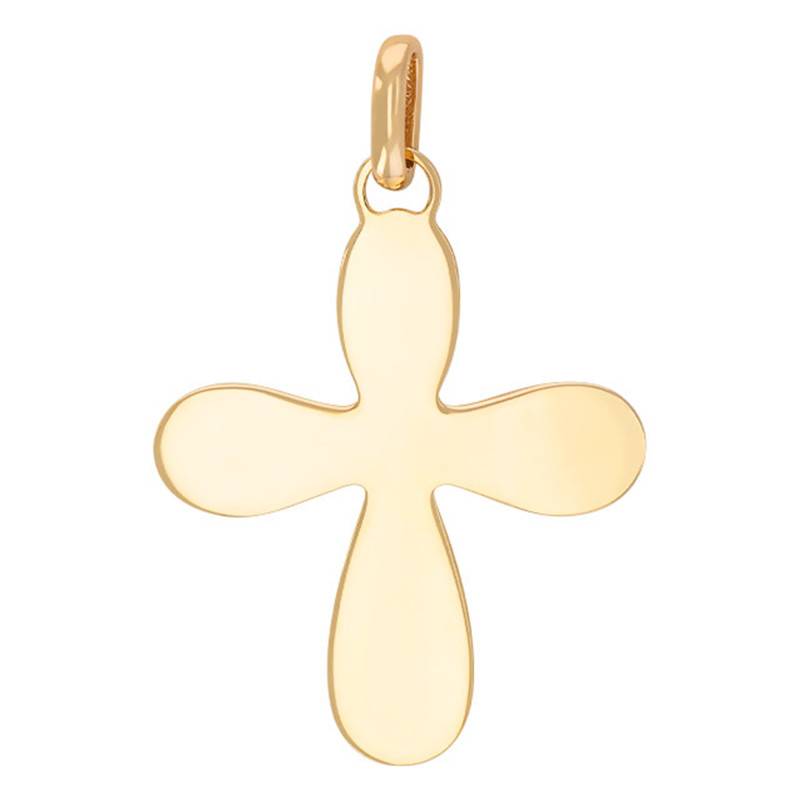 Yellow Gold 375 or 750 Rounded Baptism Cross Pendant - Rosatella