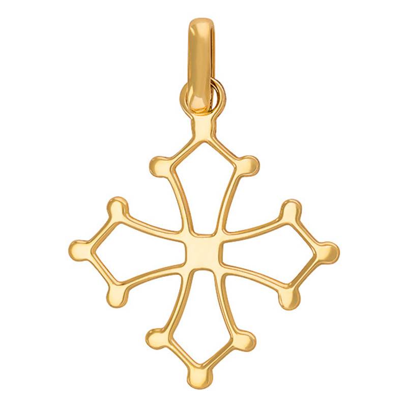 Yellow Gold 375 or 750 Occitan Cross Pendant - Rosatella
