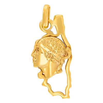 Yellow 375/1000 or 750/1000 Gold Open-Work Corsica Moor's Head Pendant - Rosatella