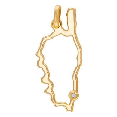 Pendentif Corse Ajourée Or Jaune 375 ou 750 & Diamant 0,01 CT - Rosatella