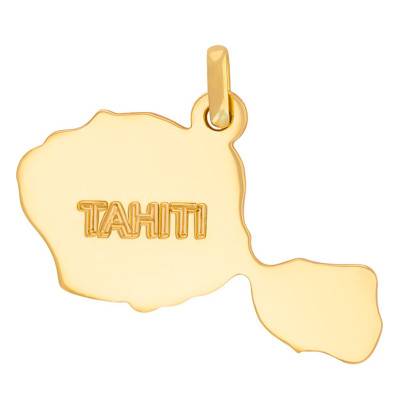 Pendentif Carte de Tahiti Gravée, Or Jaune 375 ou 750 - Rosatella