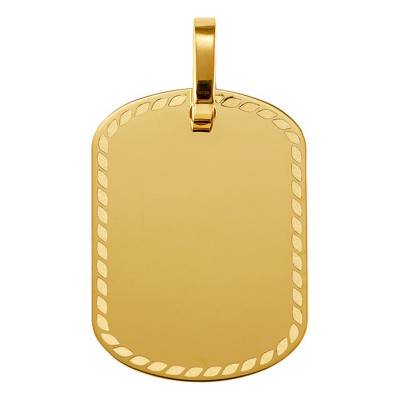 Pendentif à graver plaque décorée Or Jaune 750 - Argyor