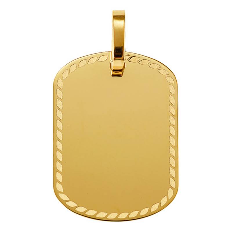750/1000 Yellow Gold Engravable Decorated Plate Pendant - Argyor