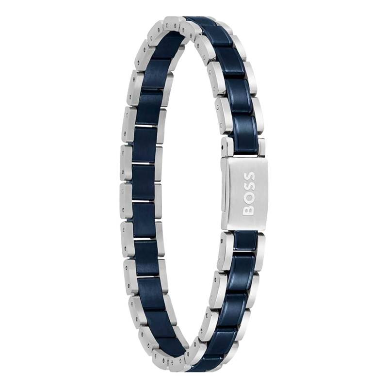 Two-Tone Steel Metal Links Essentials Bracelet, Adjustable Length 20 cm - 1580664 - Boss