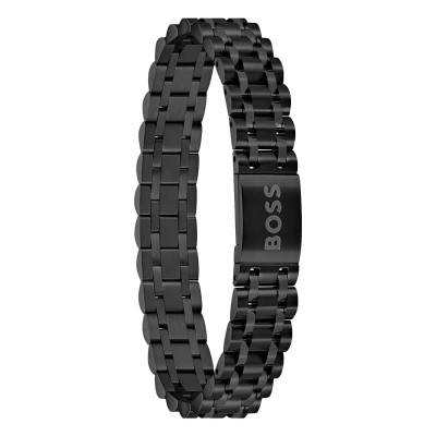 Bracelet Owan en Acier Noir, Longueur 17,50 à 19 cm - 1580646 - Boss