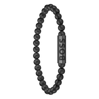 Black Stainless Steel Sphere Metal Bracelet, Length 19 cm - 1580659M - Boss