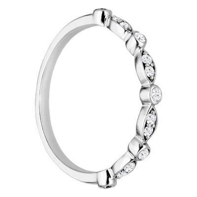 Alliance en Or Blanc 750 & Diamants 0,13 ct, Largeur 1,65 mm - Alliantine