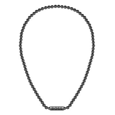 Black Steel Sphere Metal Necklace, Length 51 cm - 1580657 - Boss