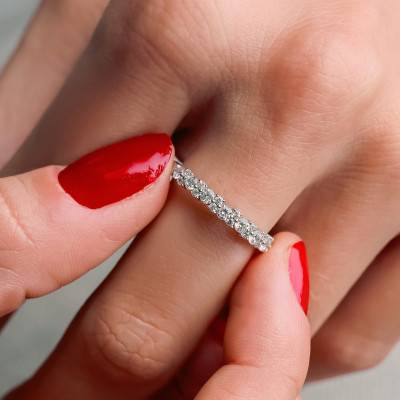 Alliance en Or Blanc 750 & Diamants 0,52 ct, Largeur 1,75 mm - Alliantine