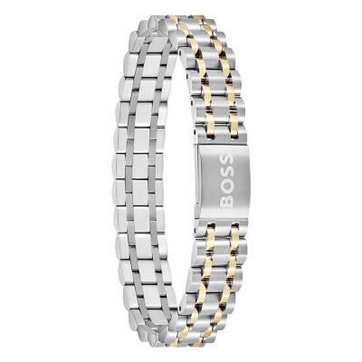 Bracelet Owan en Acier Bicolore, Longueur 17,50 à 19 cm - 1580647 - Boss