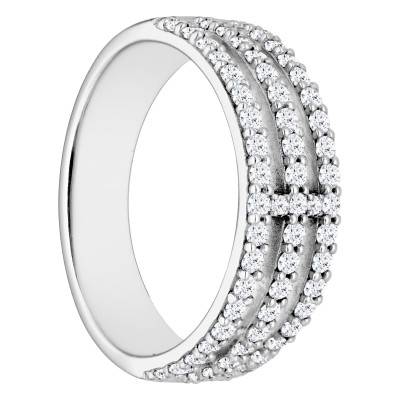 Alliance Triple Anneau en Platine & Diamants 0,58 ct, Largeur 4,40 mm - Alliantine