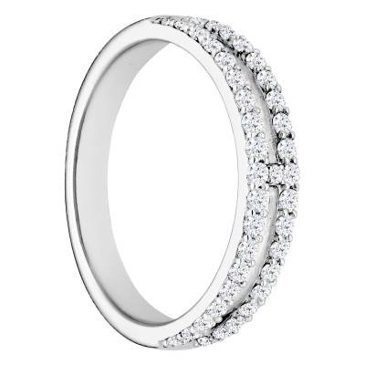 Alliance Double Anneau en Platine & Diamants 0,39 ct, Largeur 2,70 mm - Alliantine
