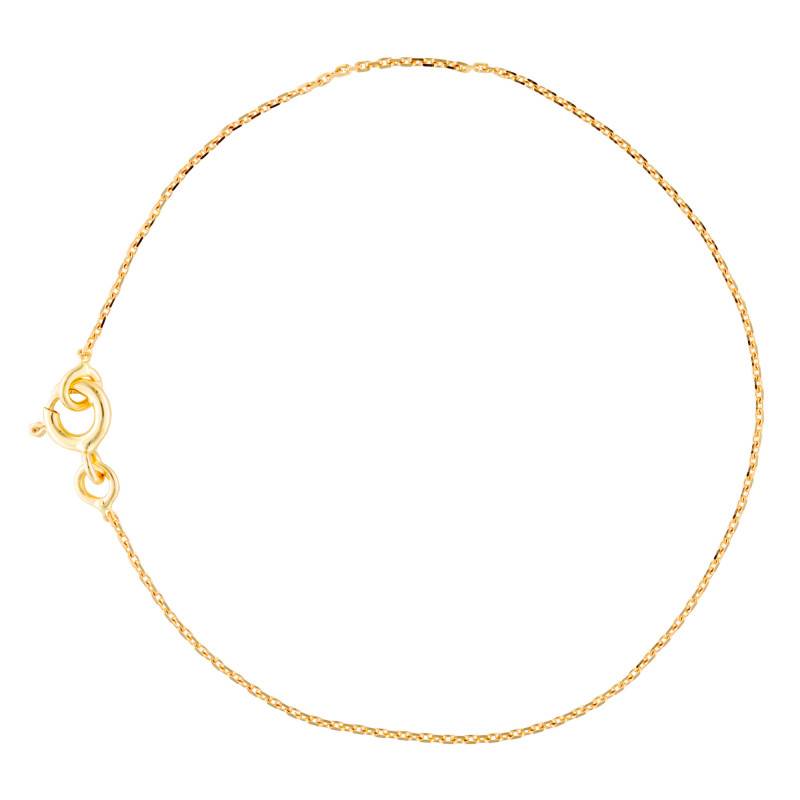 750 Yellow Gold Diamond-Cut Cable Chain Bracelet, Length 17 cm, Width 0.90 mm to 3.20 mm - Manillon
