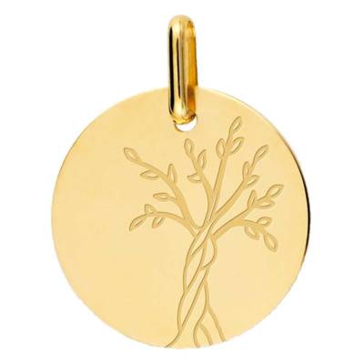 Médaille Arbre de Vie Tronc Torsadé Or Jaune 750, Diamètre 16 mm - Lucas Lucor