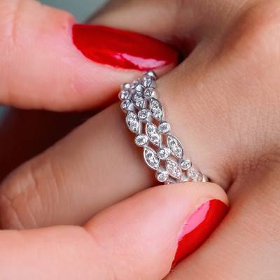 Alliance en Or Blanc 750 & Diamants 0,40 ct, Largeur 5,30 mm - Alliantine